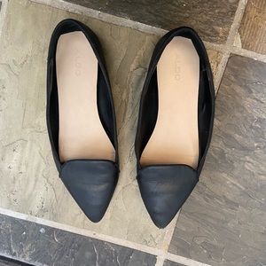 Black leather ALDO flats